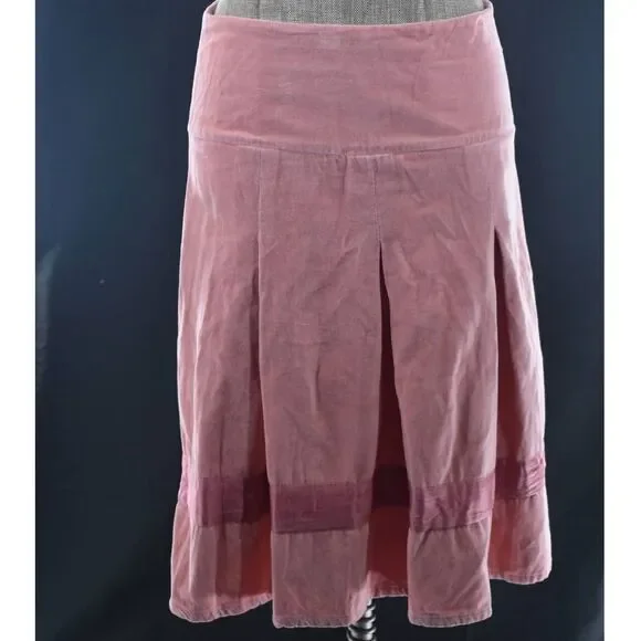 Ella Moss Pink Velvet Pleated Midi Skirt- 4 - Picture 5 of 8
